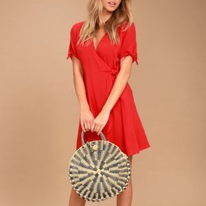 Lulu's My Philosophy Red Wrap Dress